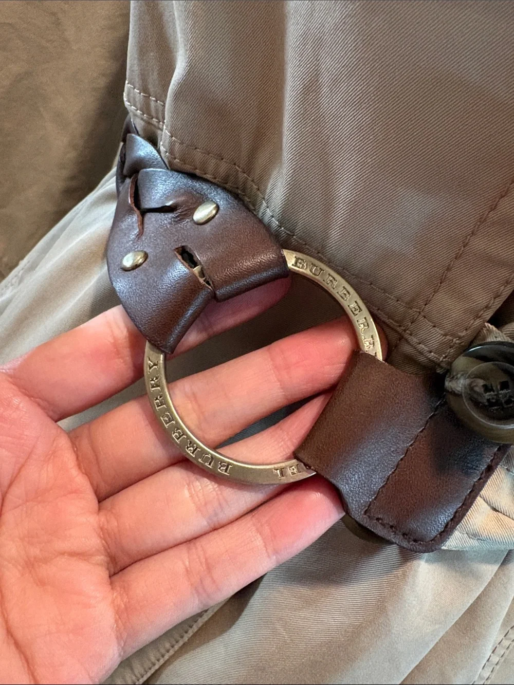 Burberry Size 36 (XS US) Trench Coat Khaki With Belt - Picture 2 of 14